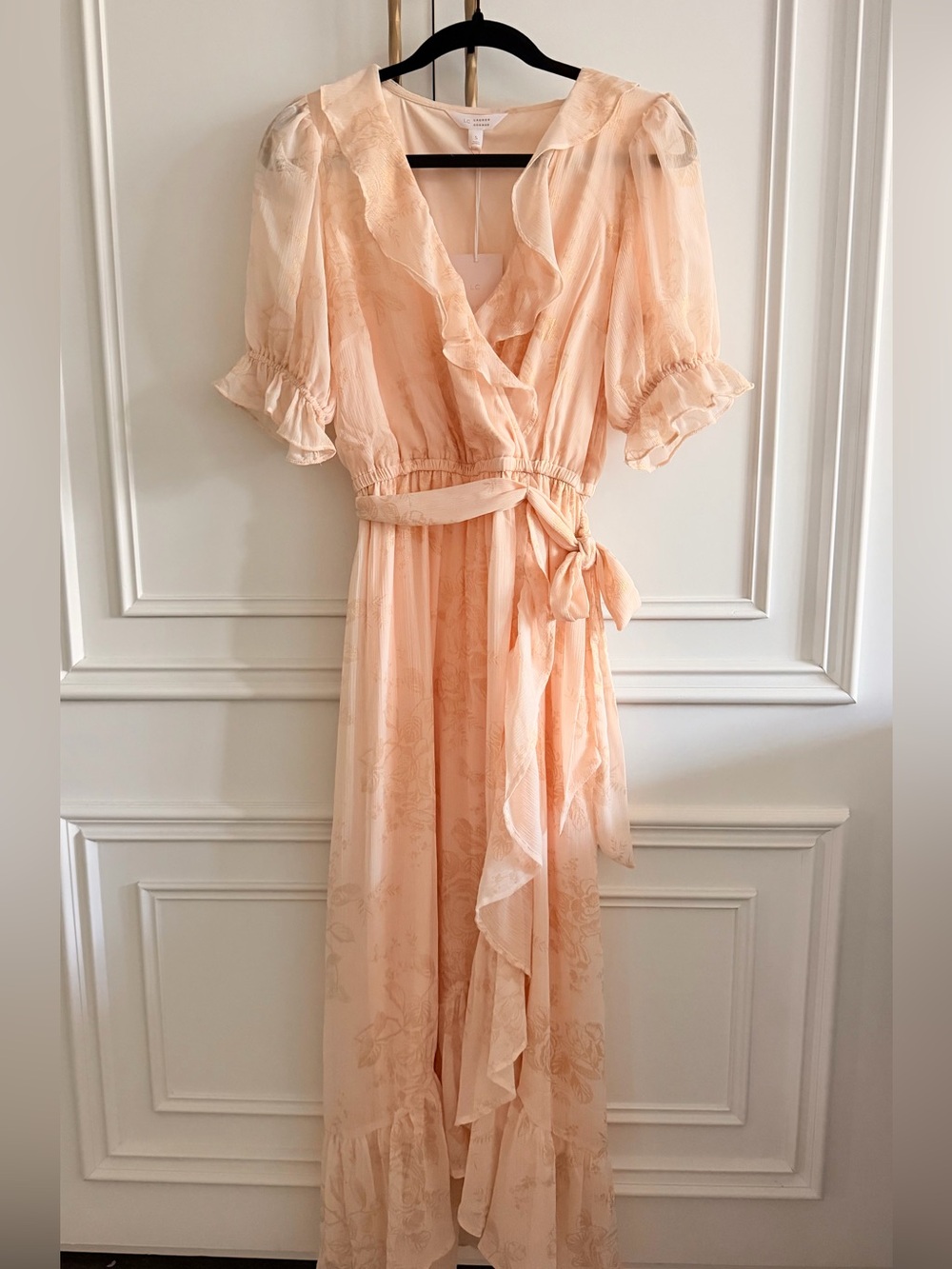 LC Lauren Conrad Peach Ruffle Wrap Maxi Dress